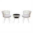 Safavieh Kyomi 3Pc Steel and Fabric Lounge Set in Gray