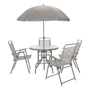 Safavieh Monico Steel and Fabric Dining Set in Gray