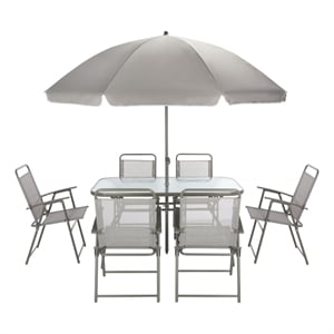 Safavieh Laurenti Steel and Fabric Dining Set in Gray