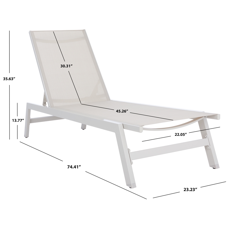 Safavieh Fionne Aluminum Sunlounger in White / Beige