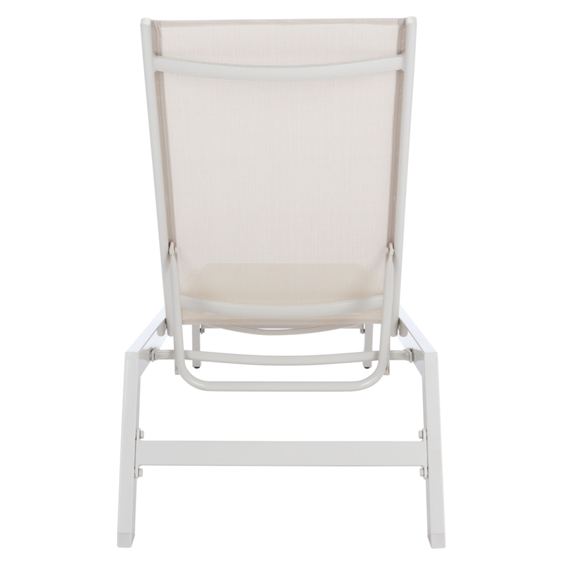 Safavieh Fionne Aluminum Sunlounger in White / Beige