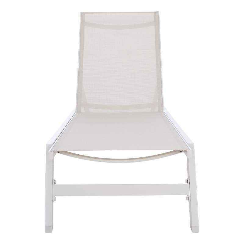 Safavieh Fionne Aluminum Sunlounger in White / Beige