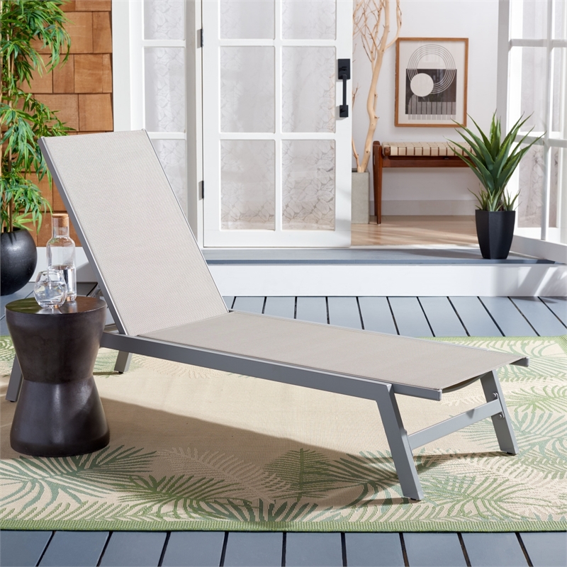Safavieh Fionne Aluminum Sunlounger in Silver / Gray
