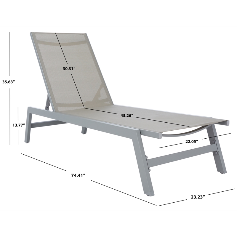 Safavieh Fionne Aluminum Sunlounger in Silver / Gray