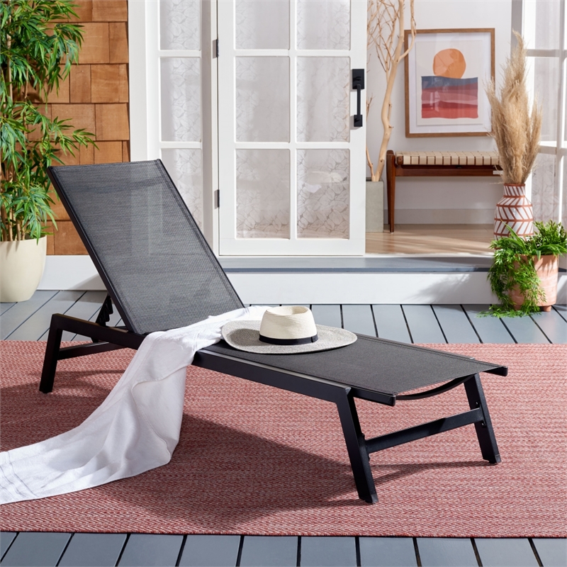 Safavieh Fionne Aluminum Sunlounger in Black