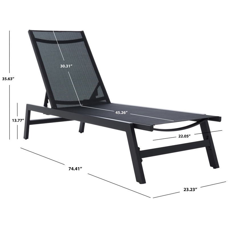 Safavieh Fionne Aluminum Sunlounger in Black