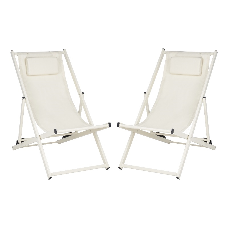 Safavieh Camlin Set of 2 Aluminum Sling Chairs  in Beige