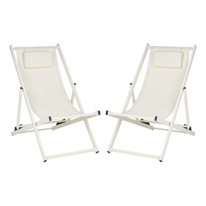 Safavieh Camlin Set of 2 Aluminum Sling Chairs  in Beige