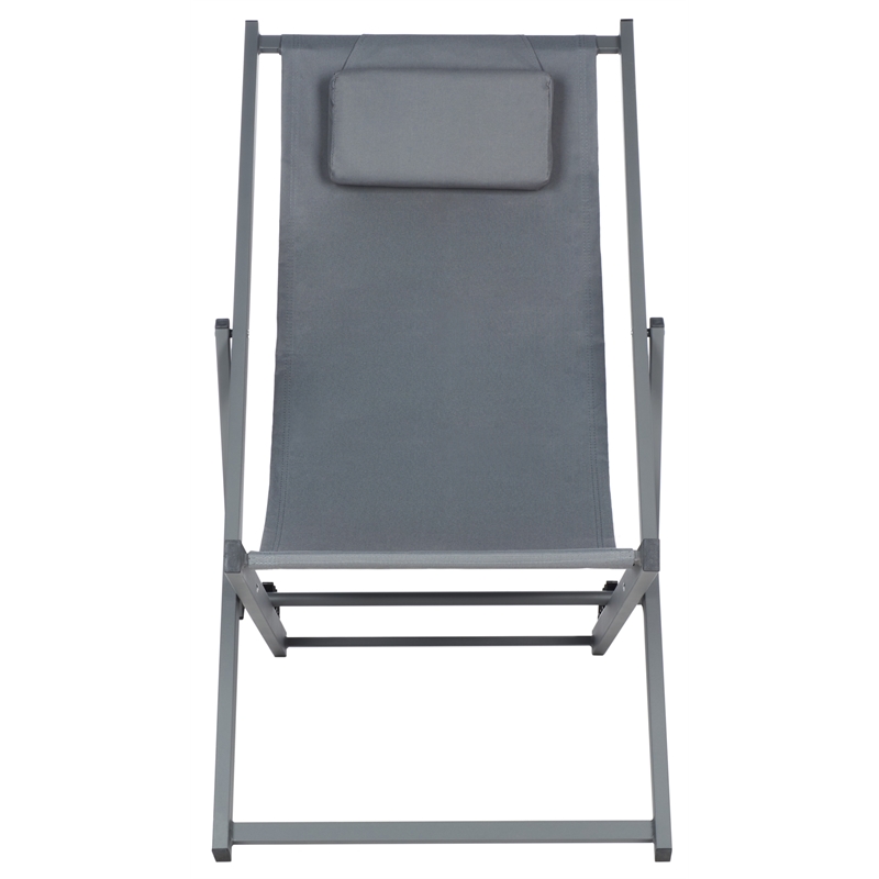 Safavieh Camlin Set of 2 Aluminum Sling Chairs in Gray / Gray