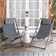 Safavieh Camlin Set of 2 Aluminum Sling Chairs in Gray / Gray
