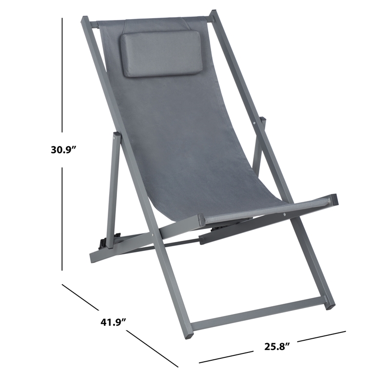 Safavieh Camlin Set of 2 Aluminum Sling Chairs in Gray / Gray