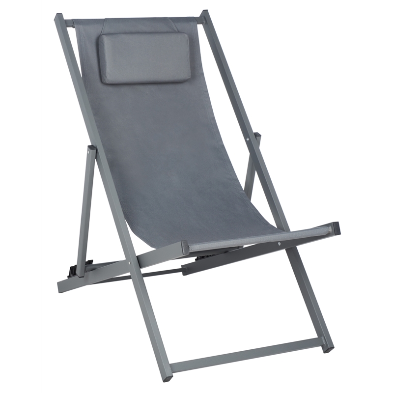 Safavieh Camlin Set of 2 Aluminum Sling Chairs in Gray / Gray