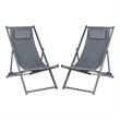 Safavieh Camlin Set of 2 Aluminum Sling Chairs in Gray / Gray