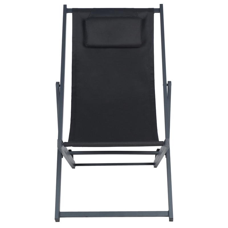 Safavieh Camlin Set of 2 Aluminum Sling Chairs in Black / Black