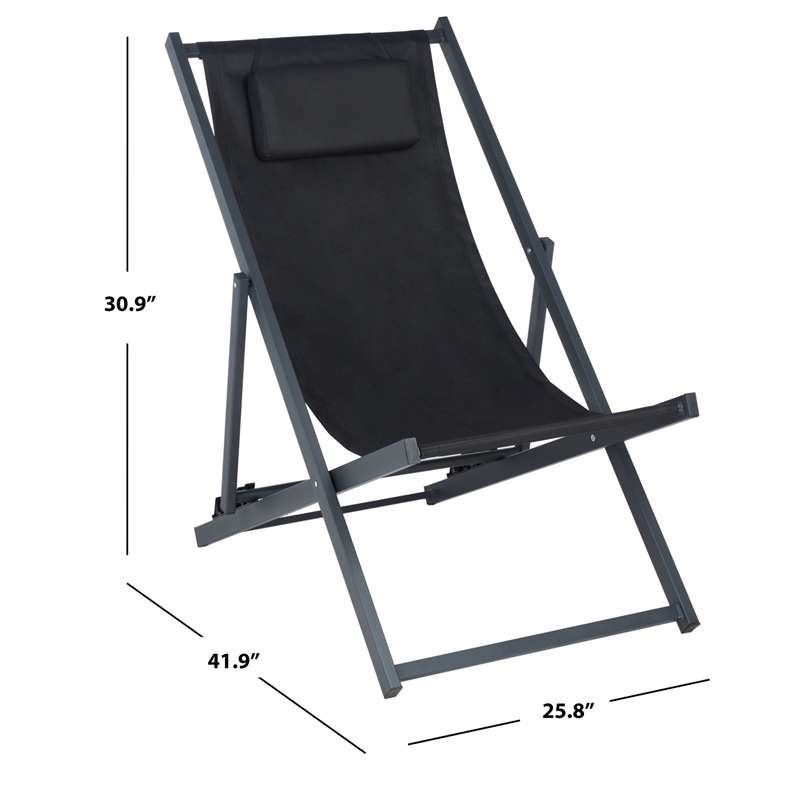 Safavieh Camlin Set of 2 Aluminum Sling Chairs in Black / Black