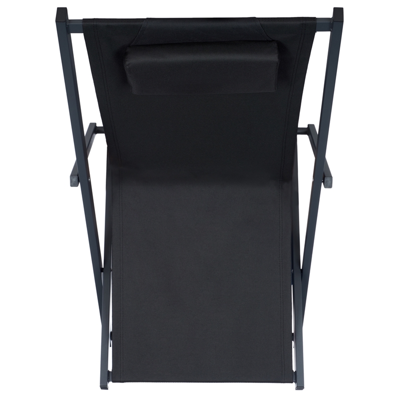 Safavieh Camlin Set of 2 Aluminum Sling Chairs in Black / Black
