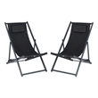 Safavieh Camlin Set of 2 Aluminum Sling Chairs in Black / Black