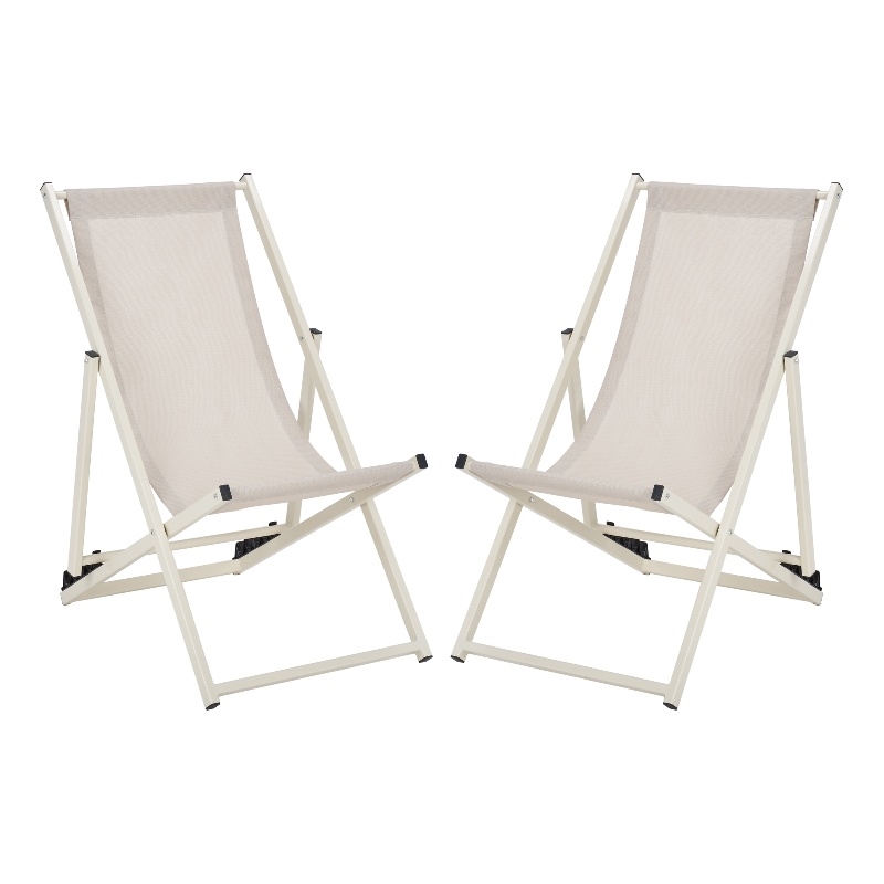 Safavieh Breslin Set of 2 Aluminum Sling Chairs  in Beige