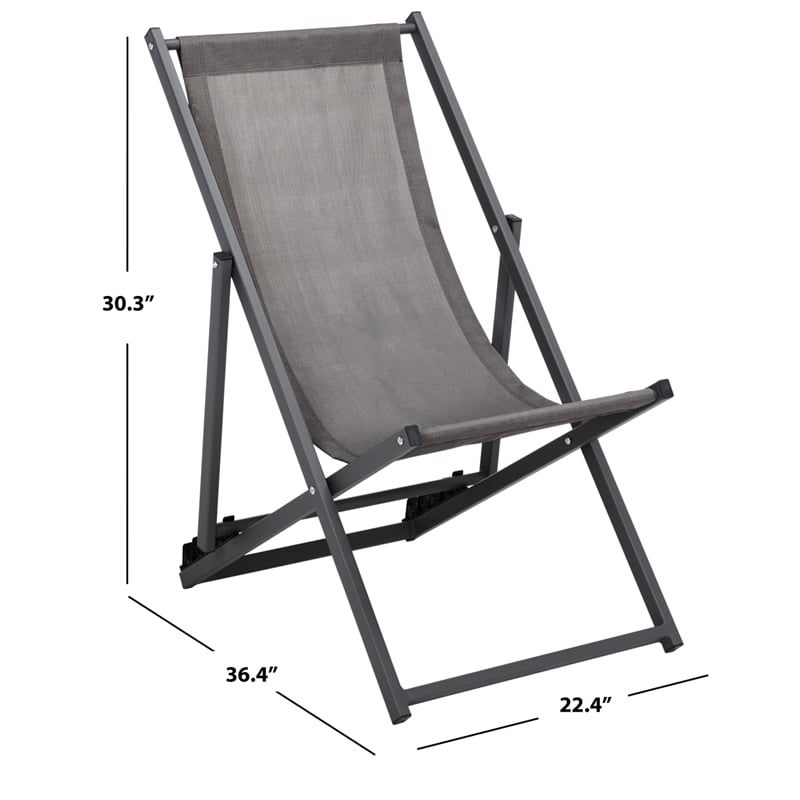Safavieh Breslin Set of 2 Aluminum Sling Chairs  in Gray / Gray