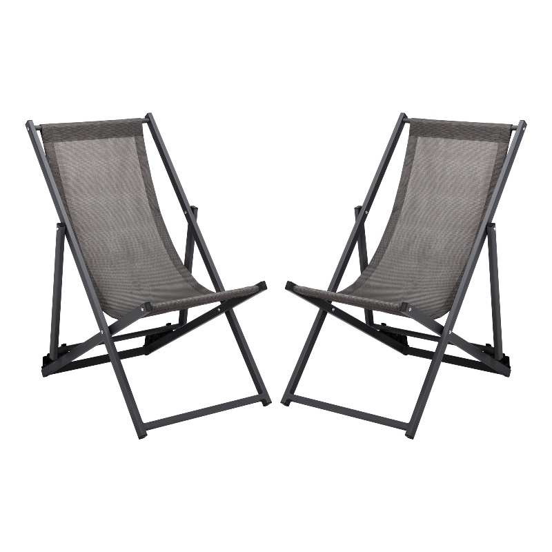 Safavieh Breslin Set of 2 Aluminum Sling Chairs  in Gray / Gray