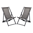 Safavieh Breslin Set of 2 Aluminum Sling Chairs  in Gray / Gray