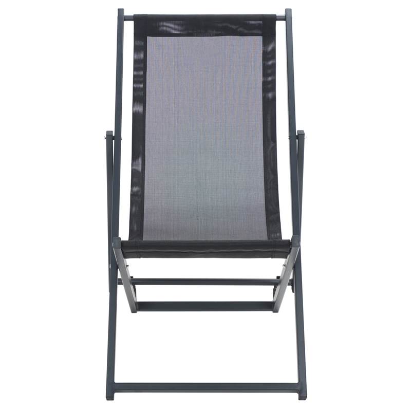 Safavieh Breslin Set of 2 Aluminum Sling Chairs in Black / Black