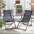 Safavieh Breslin Set of 2 Aluminum Sling Chairs in Black / Black