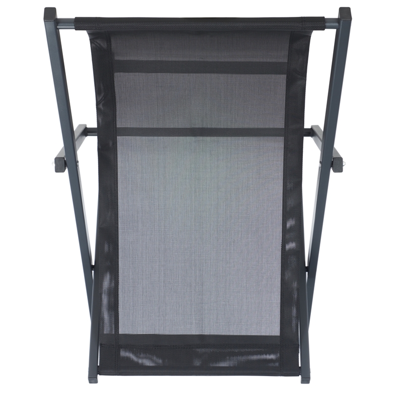 Safavieh Breslin Set of 2 Aluminum Sling Chairs in Black / Black