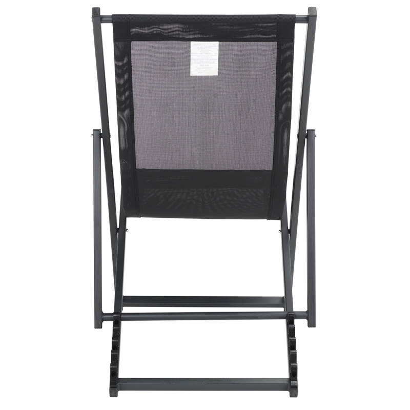 Safavieh Breslin Set of 2 Aluminum Sling Chairs in Black / Black