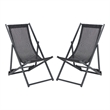 Safavieh Breslin Set of 2 Aluminum Sling Chairs in Black / Black
