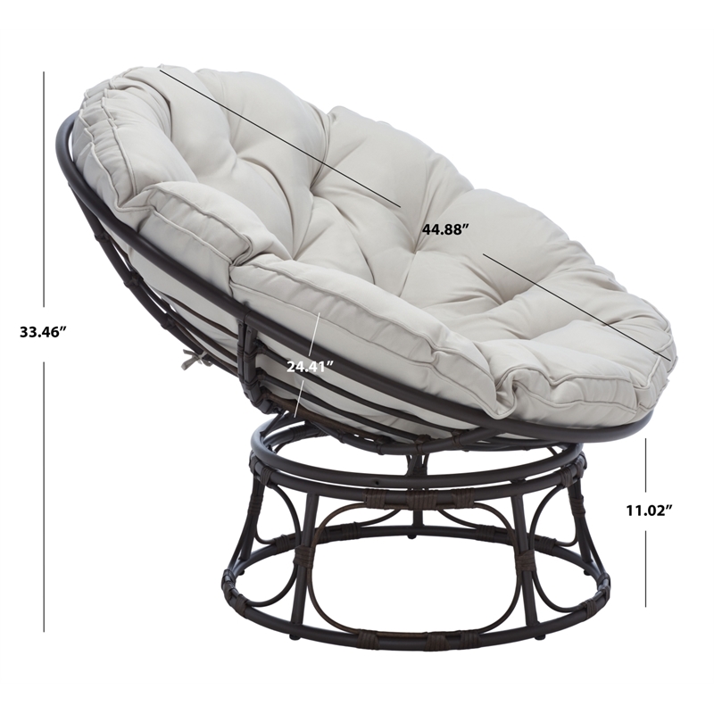 Safavieh Kiraya Rattan and Steel Papasan Chair in Brown / Gray