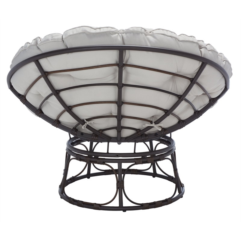 Safavieh Kiraya Rattan and Steel Papasan Chair in Brown / Gray