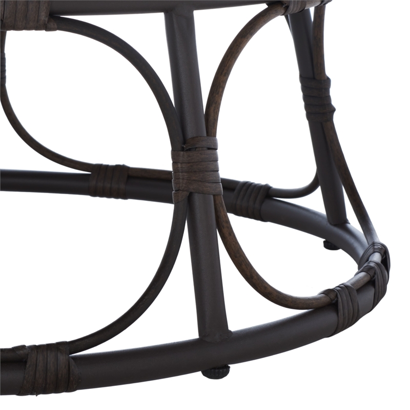 Safavieh Kiraya Rattan and Steel Papasan Chair in Brown / Gray