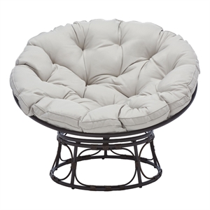 Safavieh Kiraya Rattan and Steel Papasan Chair in Brown / Gray