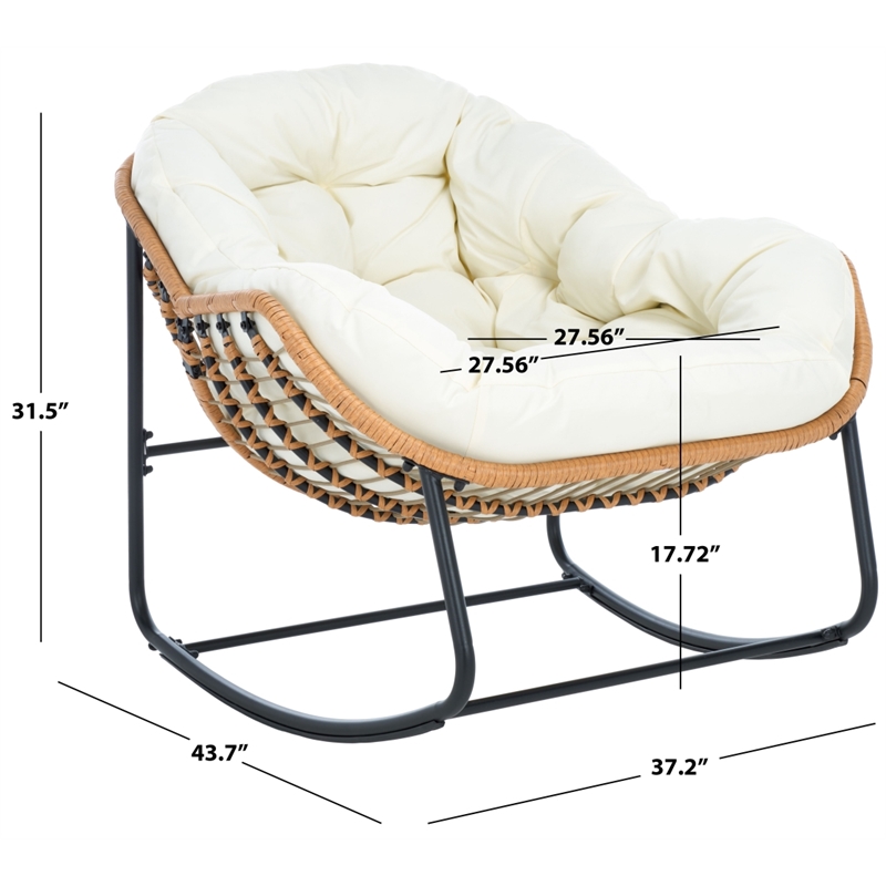Safavieh Ravena Steel and Rattan Rocking Chair in Natural / Beige