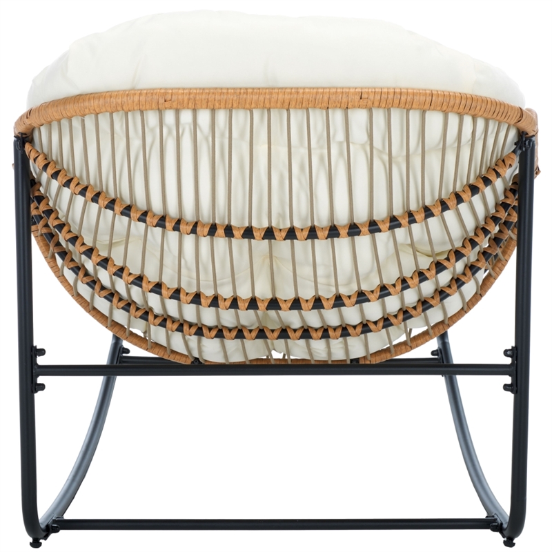 Safavieh Ravena Steel and Rattan Rocking Chair in Natural / Beige
