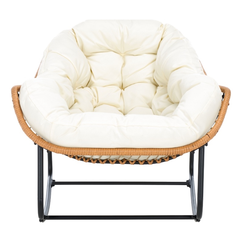 Safavieh Ravena Steel and Rattan Rocking Chair in Natural / Beige