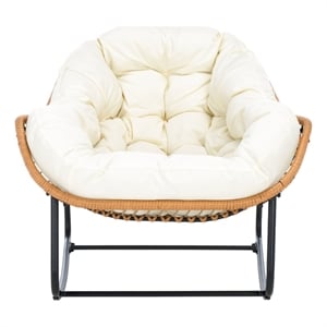 Safavieh Ravena Steel and Rattan Rocking Chair in Natural / Beige