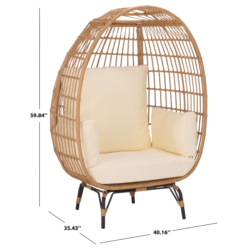 Safavieh Emmett Steel Egg Chair in Natural / Beige