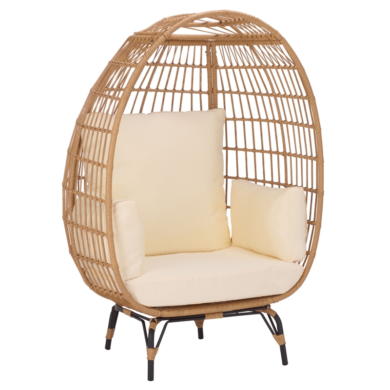 Safavieh Emmett Steel Egg Chair in Natural / Beige