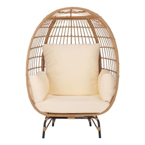 Safavieh Emmett Steel Egg Chair in Natural / Beige