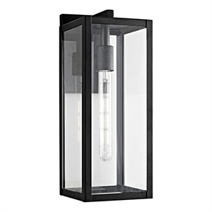 Safavieh Welson 6 &quotMetal and Glass Outdoor Wall Lantern in Clear / Black