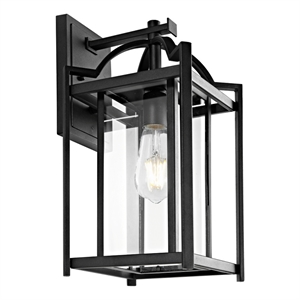 Safavieh Portar 8.5&quot Metal and Glass Outdoor Wall Sconce in Clear / Black