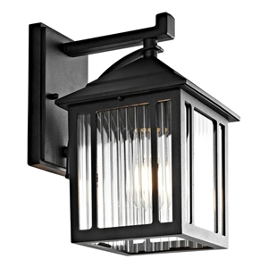 Safavieh Ranzi 6.75 &quot Metal and Glass Outdoor Wall Sconce in Clear / Black