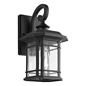Safavieh Lolia 7 &quot Metal and Glass Outdoor Wall Lantern in Clear / Black