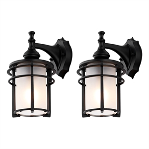 Safavieh Adisyn 8 &quot Iron and Aluminum Outdoor Wall Sconce Set of 2 in Black