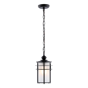 Safavieh Adisyn 7 &quot Iron and Aluminum and Glass Outdoor Pendant in Black