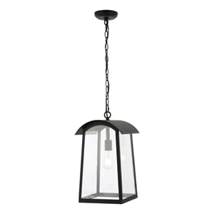 Safavieh Adalai 10 &quot Iron and Glass Outdoor Pendant in Black