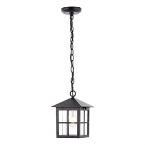 Safavieh Penryn 7.25 &quot Iron and Glass Extendable Outdoor Pendant in Bronze