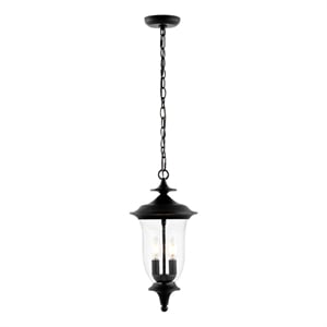Safavieh Dowell 9 &quot Iron and Glass Outdoor Pendant in Black